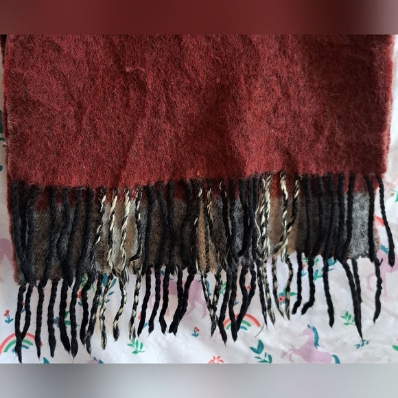 Vintage Christian Dior Red & Grey Plaid Merino Wool Reversible Casual Scarf Wrap - Picture 7 of 8